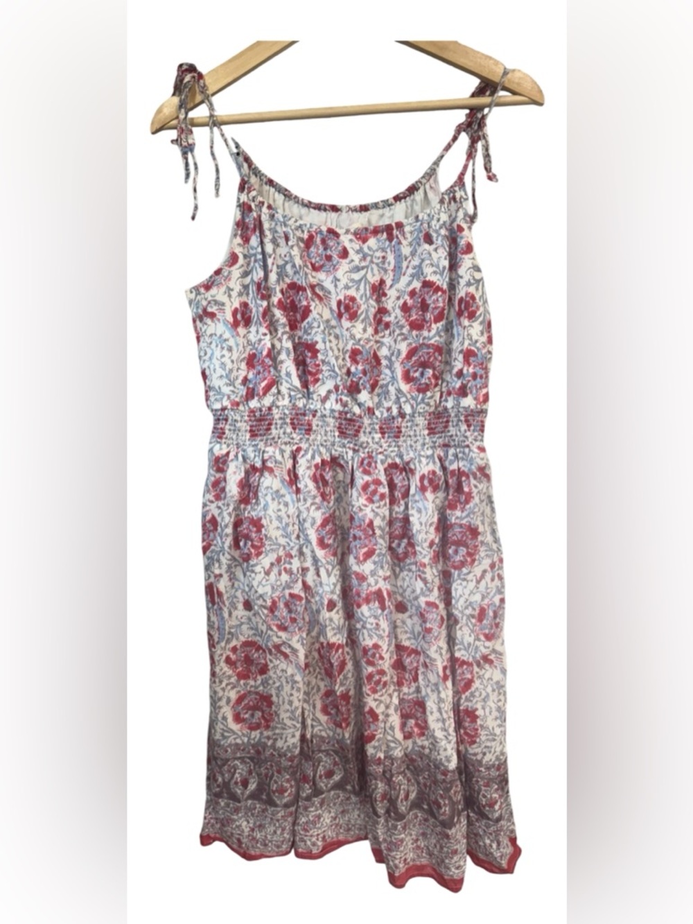 American Eagle Outfitters VTG Y2K Floral Tie Strappy Sundress Smocked 10 Cotton